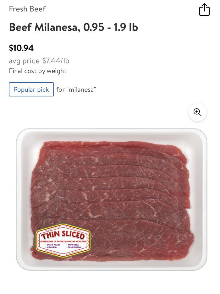 Walmart beef milanesa