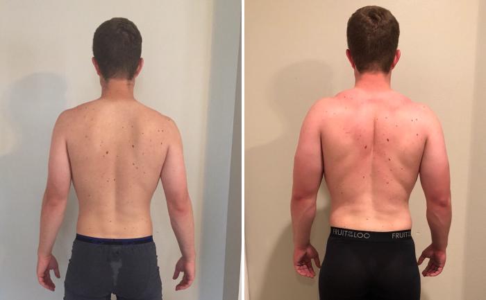 Before and after of my back